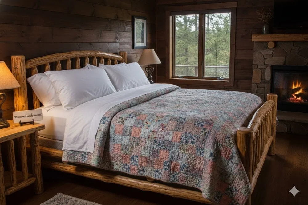 Handmade Cabin Quilt 1960s Patchwork 78